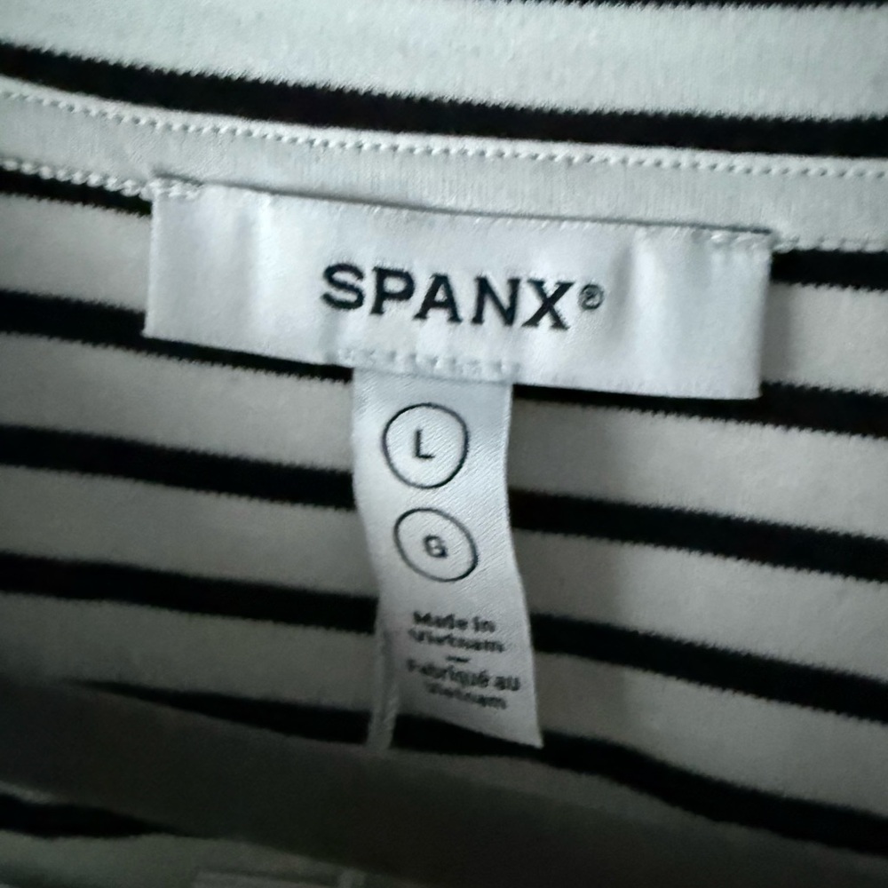 SPANX Black and‎ White Striped Long Sleeve Tee - Picture 3 of 5
